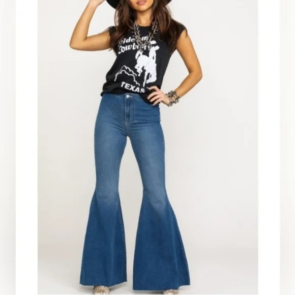 New Free People Float On Flare Wide Flare High Rise Jeans Size 26 - Picture 2 of 14